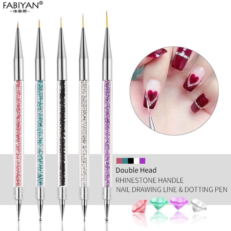 Lot de 5 stylets nail art double embout – Peinture gel UV et strass
