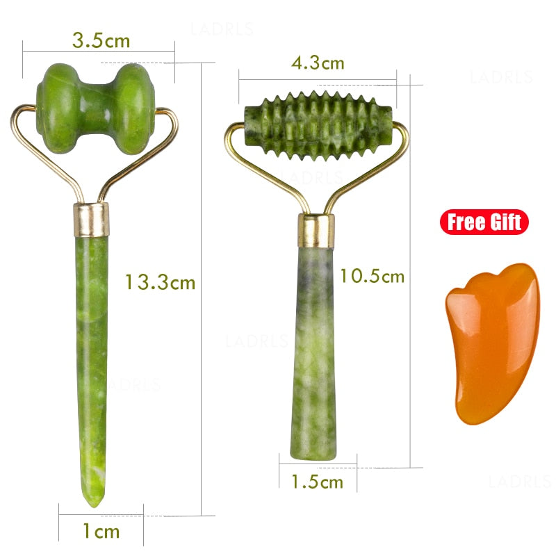 Rouleau de jade facial et gua sha naturel – Massage et soin du visage