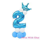 blue happy baby shower boys birthday pull flag banner balloon garland 1 age birth day 12month photo frame first party decor 1st