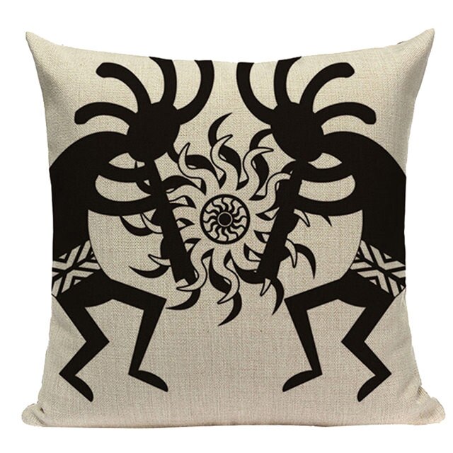 Housse Coussin Géométrique Style Africain - Éléphant Lin Décoration 4