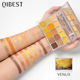 QIBEST Glitter Eyeshadow Palette 15 Colors Planet Holographic Pigment Matte Shimmer Eye Shadow Powder Shiny Eye Makeup Pallete