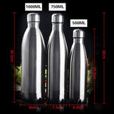 Stainless Steel Water Bottle Sport For Water Insulated Vacuum Flask Cola Portable Travel Outdoor Drinking Thermos 500/750/1000ml