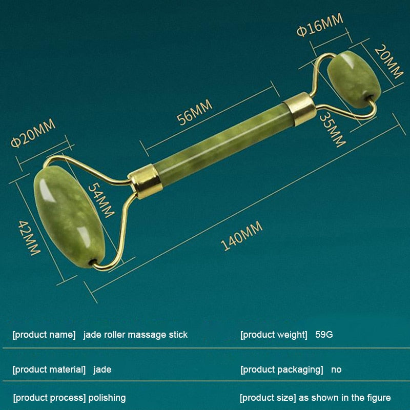 Rouleau de jade facial et gua sha naturel – Massage et soin du visage