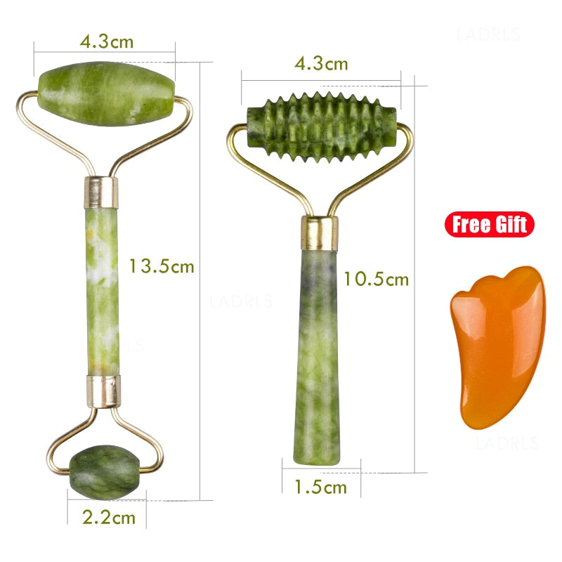 Rouleau de jade facial et gua sha naturel – Massage et soin du visage