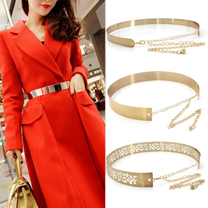 Ceinture chaîne réglable dorée ou argentée pour femme – Style vintage