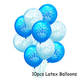 blue happy baby shower boys birthday pull flag banner balloon garland 1 age birth day 12month photo frame first party decor 1st