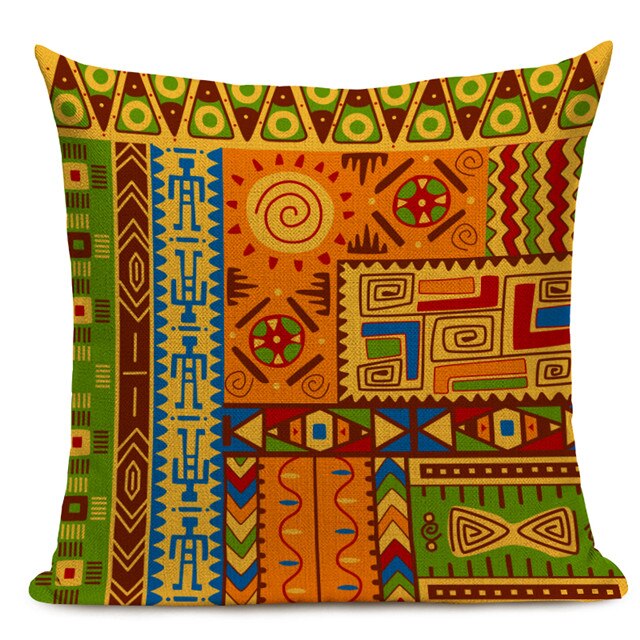 Housse Coussin Géométrique Style Africain - Éléphant Lin Décoration 3