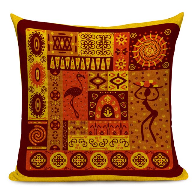 Housse Coussin Géométrique Style Africain - Éléphant Lin Décoration 3