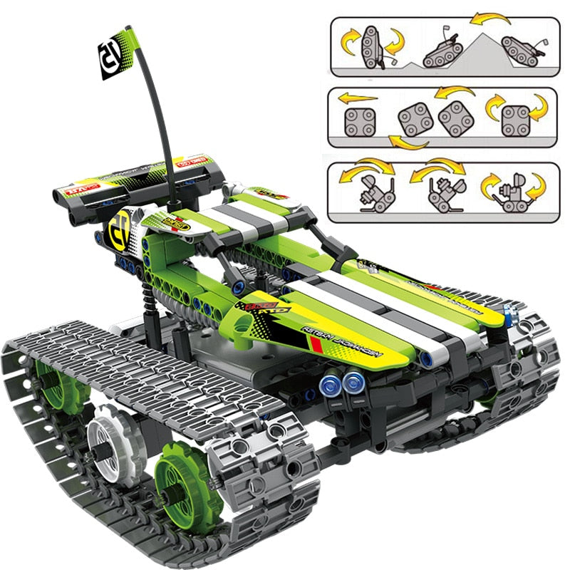 Voiture RC chenillée cascades – Blocs STEM télécommandée haute technologie