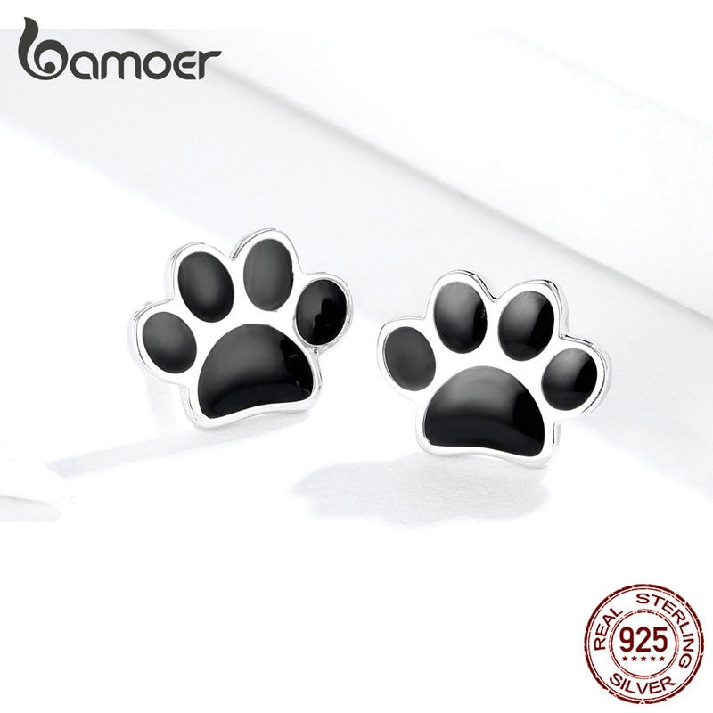 Boucles d'oreilles argent 925 Bamoer empreinte de patte – SCE407