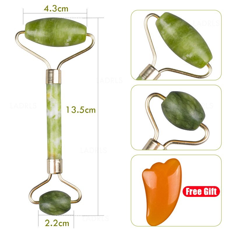 Rouleau de jade facial et gua sha naturel – Massage et soin du visage