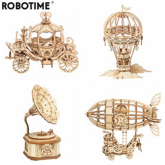 Gramophone et carrosse citrouille Robotime – Puzzle 3D bois TG408
