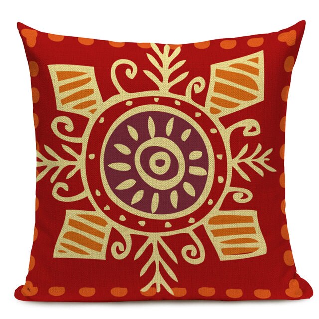 Housse Coussin Géométrique Style Africain - Éléphant Lin Décoration 4