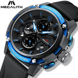 MEGALITH New Sport Watches Men Top Brand Luxury 30m Waterproof Luminous Blue Watches Man Fashion Chronograph Quartz Wristwatches
