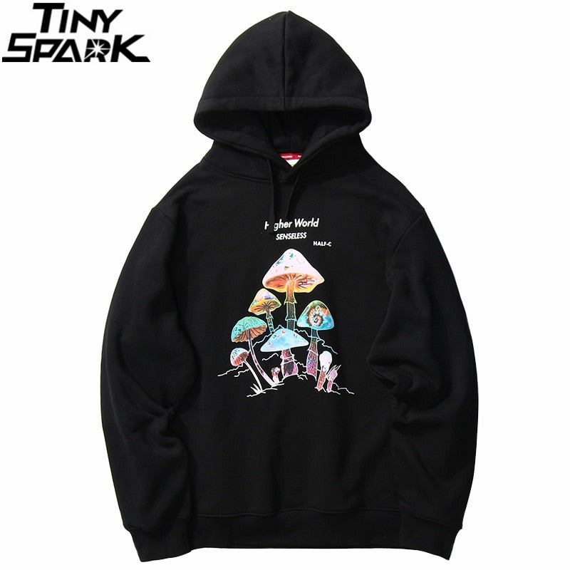 Sweat à capuche homme Hip Hop champignon arc-en-ciel – Coton Harajuku