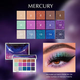 QIBEST Glitter Eyeshadow Palette 15 Colors Planet Holographic Pigment Matte Shimmer Eye Shadow Powder Shiny Eye Makeup Pallete