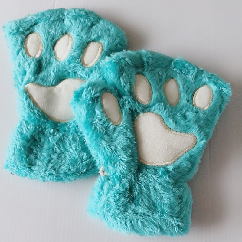 Gants Patte d’Ours en Peluche – Sans Doigts Hiver