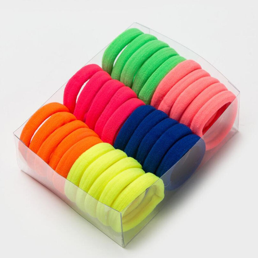 Lot de 30 élastiques colorés 4 cm en polyester pour queue-de-cheval