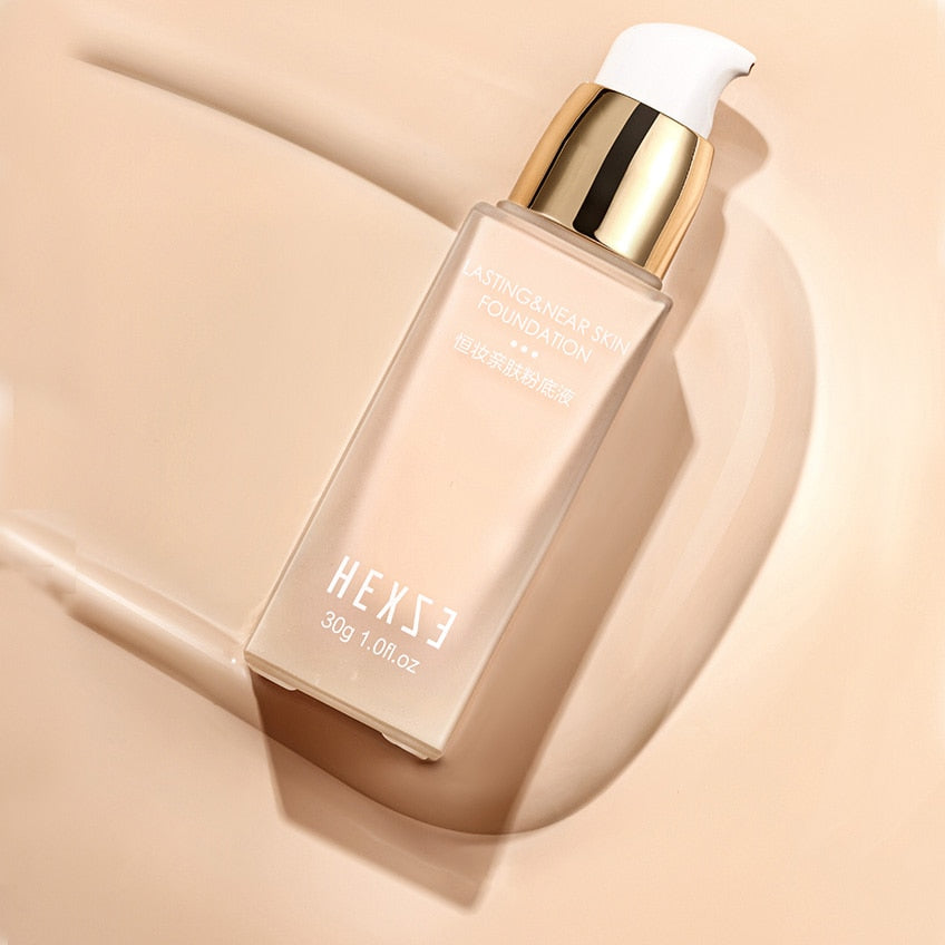 Fond de teint liquide hydratant Hexze – Couvrance pores, peaux sèches