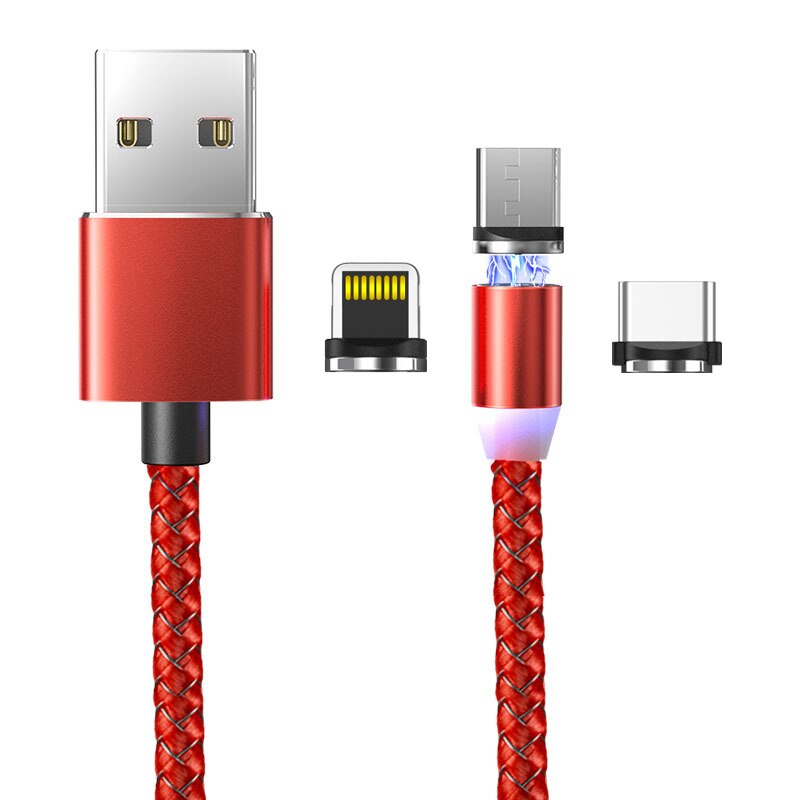Câble magnétique Alimoto 1 m 3 en 1 charge rapide USB-C, Micro USB