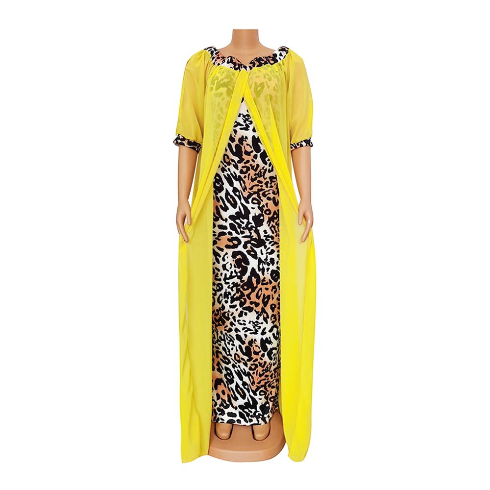 Robe Maxi Léopard Africaine Ethnique - Bodycon Femme Décontracté 2
