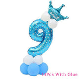 blue happy baby shower boys birthday pull flag banner balloon garland 1 age birth day 12month photo frame first party decor 1st