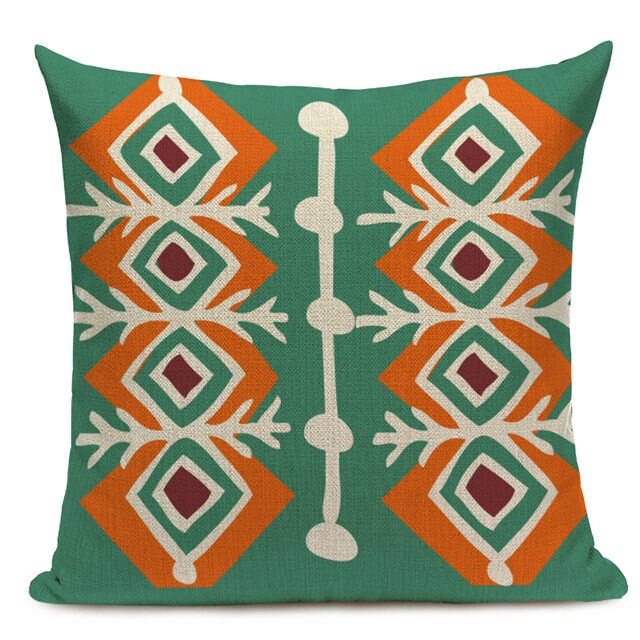 Housse Coussin Géométrique Style Africain - Éléphant Lin Décoration 4