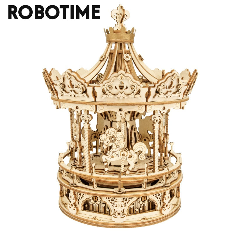 Carrousel musical rotatif Robotime 336 pièces – Puzzle 3D bois AMK62