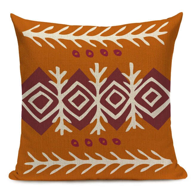 Housse Coussin Géométrique Style Africain - Éléphant Lin Décoration 4