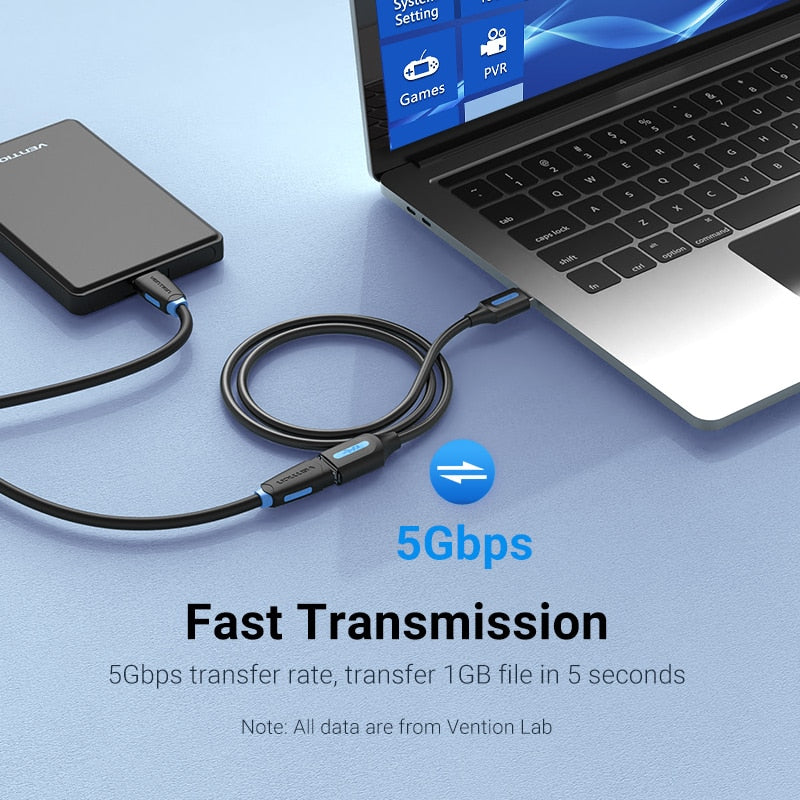 Câble d'extension USB 3.0 Vention – Compatible TV, SSD, Xbox, PC, laptop
