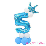 blue happy baby shower boys birthday pull flag banner balloon garland 1 age birth day 12month photo frame first party decor 1st