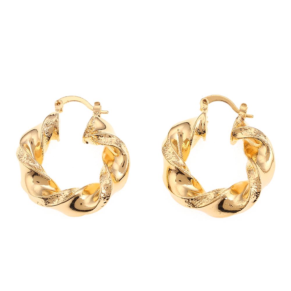 Boucles d'Oreilles Créoles Dorées Style Africain Éthiopien 2