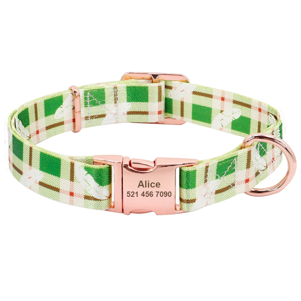 Collier nylon personnalisé avec plaque gravée pour chien et chat