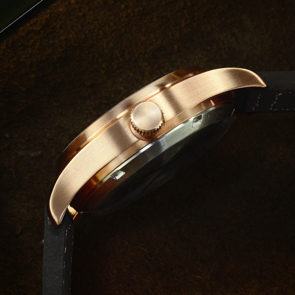 Montre pilote mécanique San Martin Bronze – Lumineux, étanche 200 m