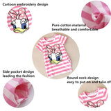 Malayu Baby Toddler Cute Girls Dresses Summer New Cotton Striped Cartoon Embroidery Casual Outfit 1-6Years Children's Clothing