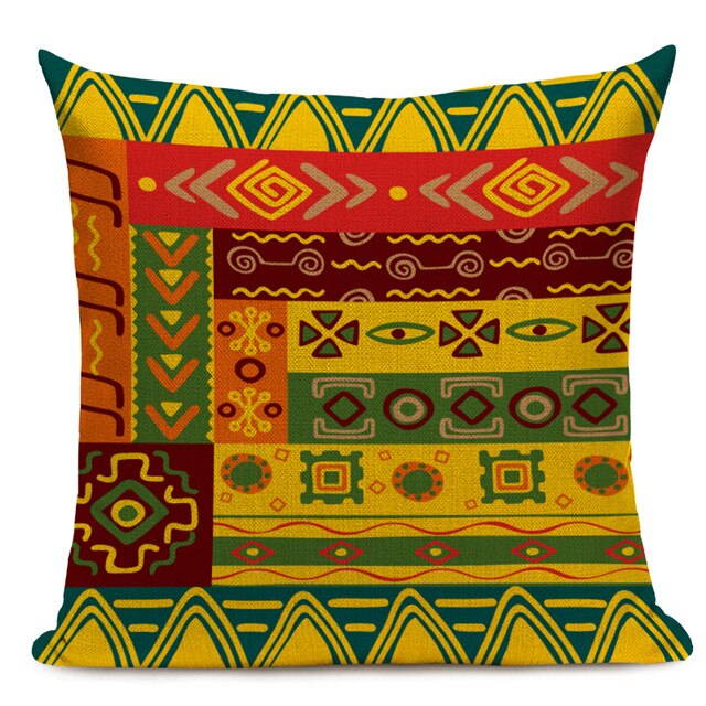 Housse Coussin Géométrique Style Africain - Éléphant Lin Décoration 3