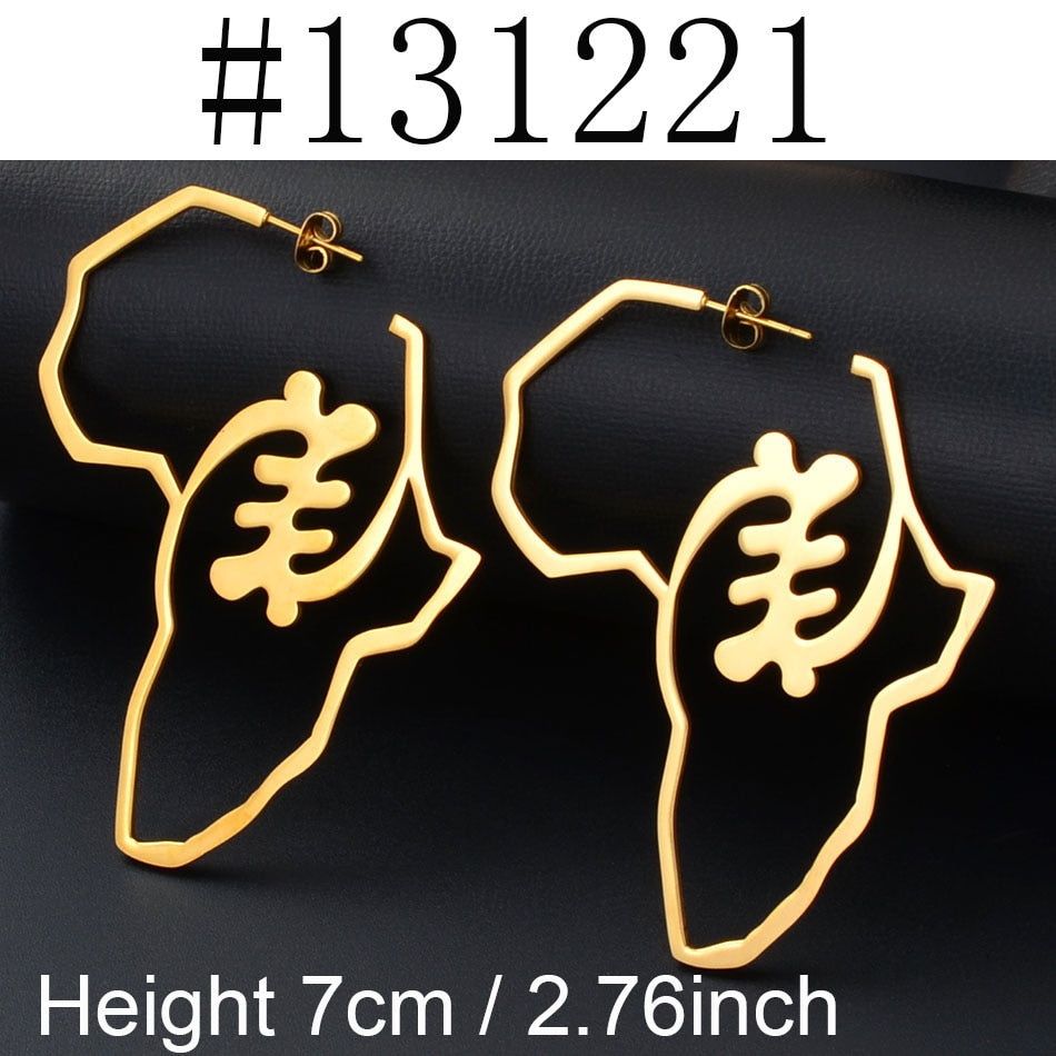 Boucles d'Oreilles Symbole Adinkra Nyame Anniyo - Bijou Africain Doré 3