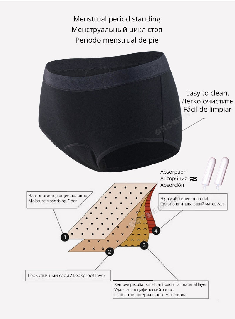 Culotte menstruelle bambou 4 couches coton – Absorption forte, lavable