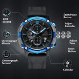 MEGALITH New Sport Watches Men Top Brand Luxury 30m Waterproof Luminous Blue Watches Man Fashion Chronograph Quartz Wristwatches