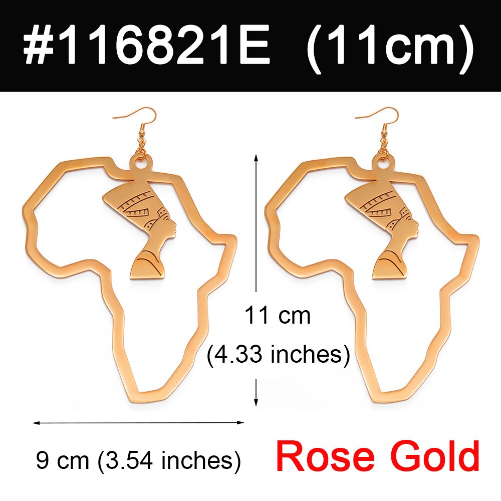 Boucles d'Oreilles Néfertiti Dorées - Bijou Carte Afrique Anniyo 2