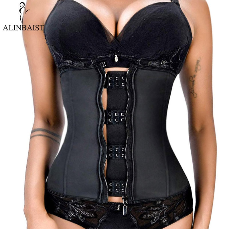 Corset gainant latex avec crochets et fermeture éclair – XXS à 6XL