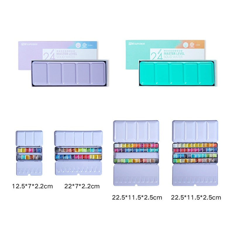 Set aquarelle professionnelle Superior Artist 12 à 48 couleurs – Boîte métal