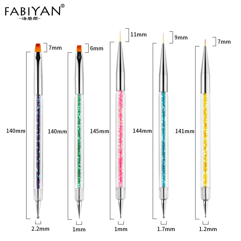 Lot de 5 stylets nail art double embout – Peinture gel UV et strass