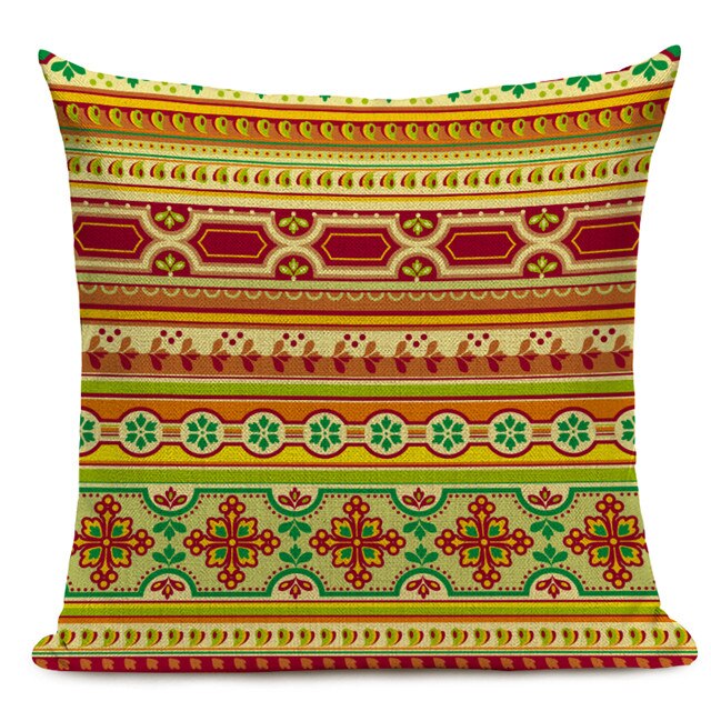 Housse Coussin Géométrique Style Africain - Éléphant Lin Décoration 3