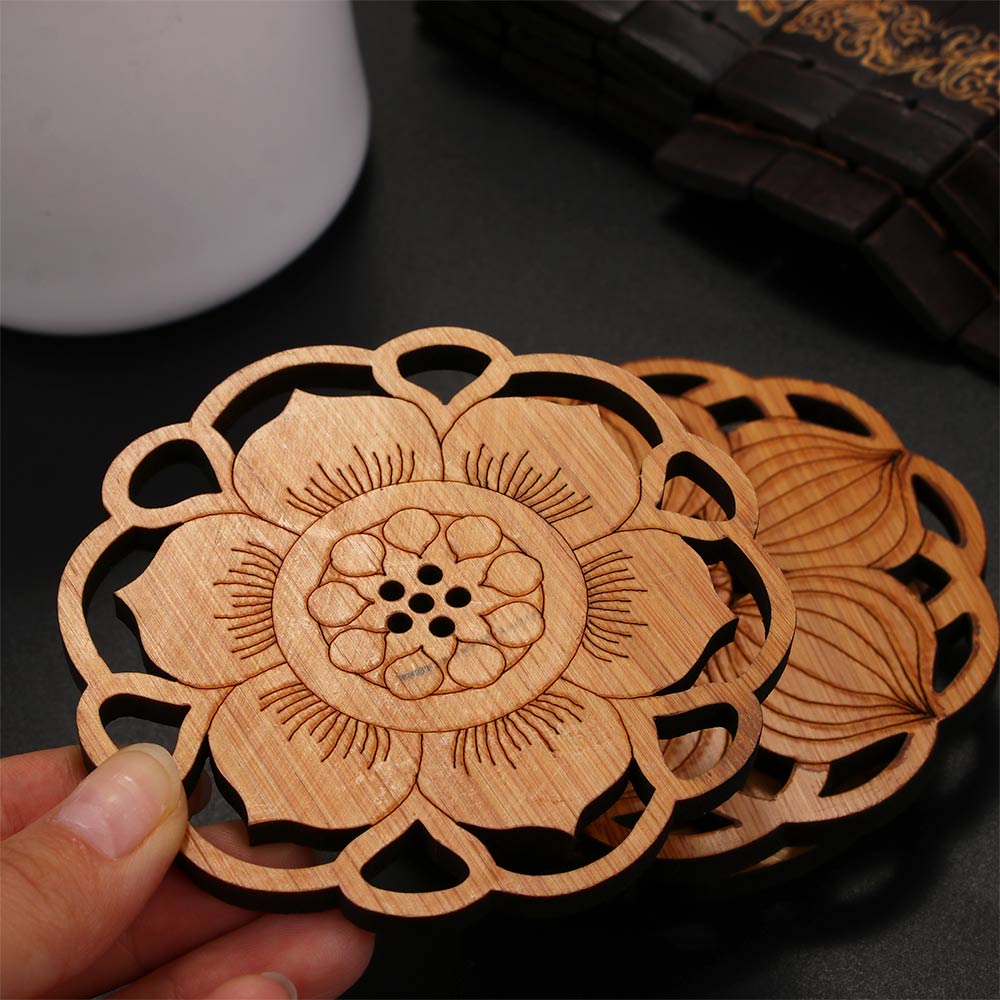 Dessous-de-verre en bois forme lotus – Set de table cuisine et salon