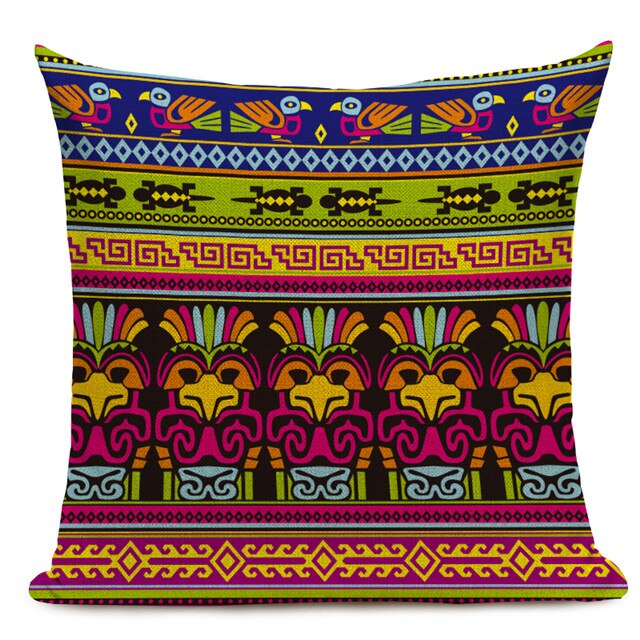 Housse Coussin Géométrique Style Africain - Éléphant Lin Décoration 3