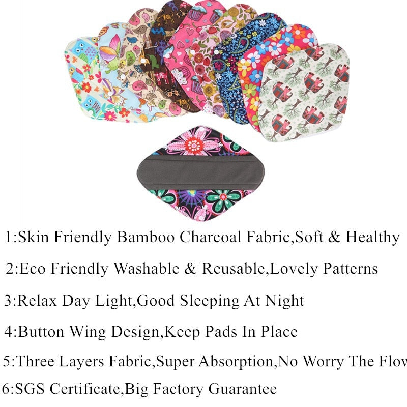 Lot de 10 serviettes lavables Simfamily bambou charbon – Hygiène féminine