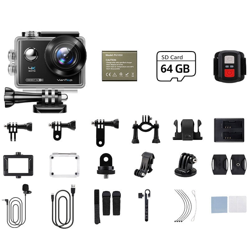 Caméra d'action VanTop Moment D4UQ 4K 20MP – WiFi, tactile, étanche