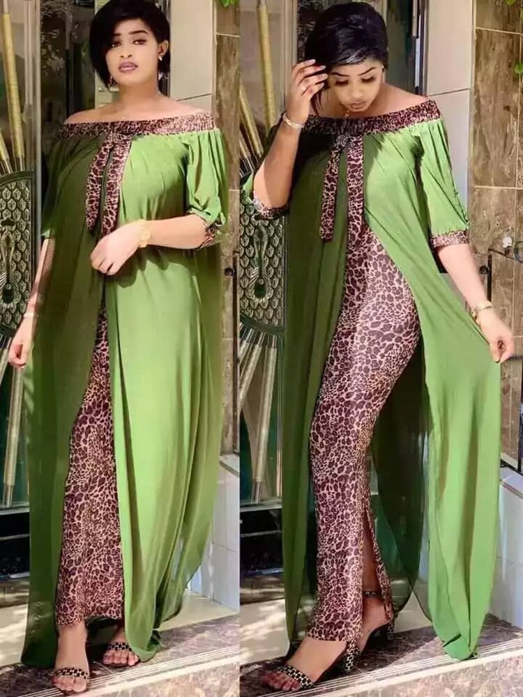 Robe Maxi Léopard Africaine Ethnique - Bodycon Femme Décontracté 2