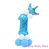 blue happy baby shower boys birthday pull flag banner balloon garland 1 age birth day 12month photo frame first party decor 1st